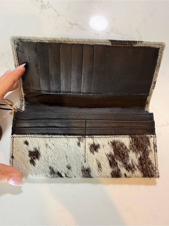 Myra Bag Handbags - Myra Bag Hair-On Cowhide Long Wallet - Black & White Spotted
